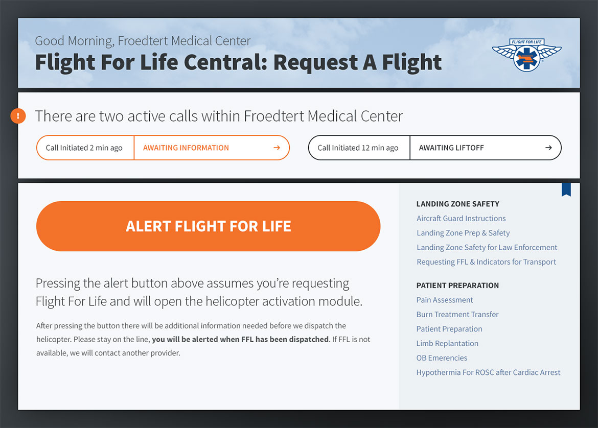 Flight For Life Central Active Calls